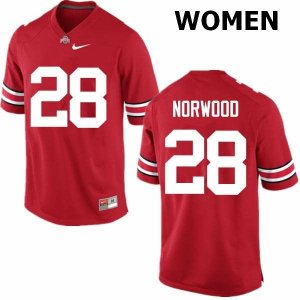 Women's Ohio State Buckeyes #28 Joshua Norwood Red Nike NCAA College Football Jersey Copuon YGE5244AO